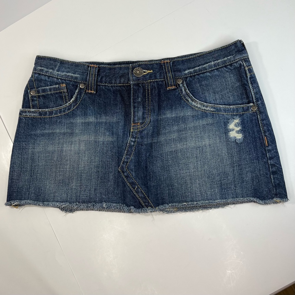 Roxy Distressed Raw Hem Skirt